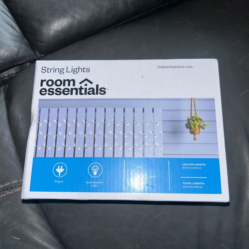 Room Essentials String Lights White Wire Clear Bulbs 100 Lights